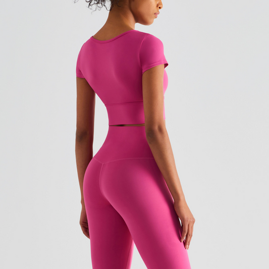 Sun Salute Pink V-neck  Tight Top